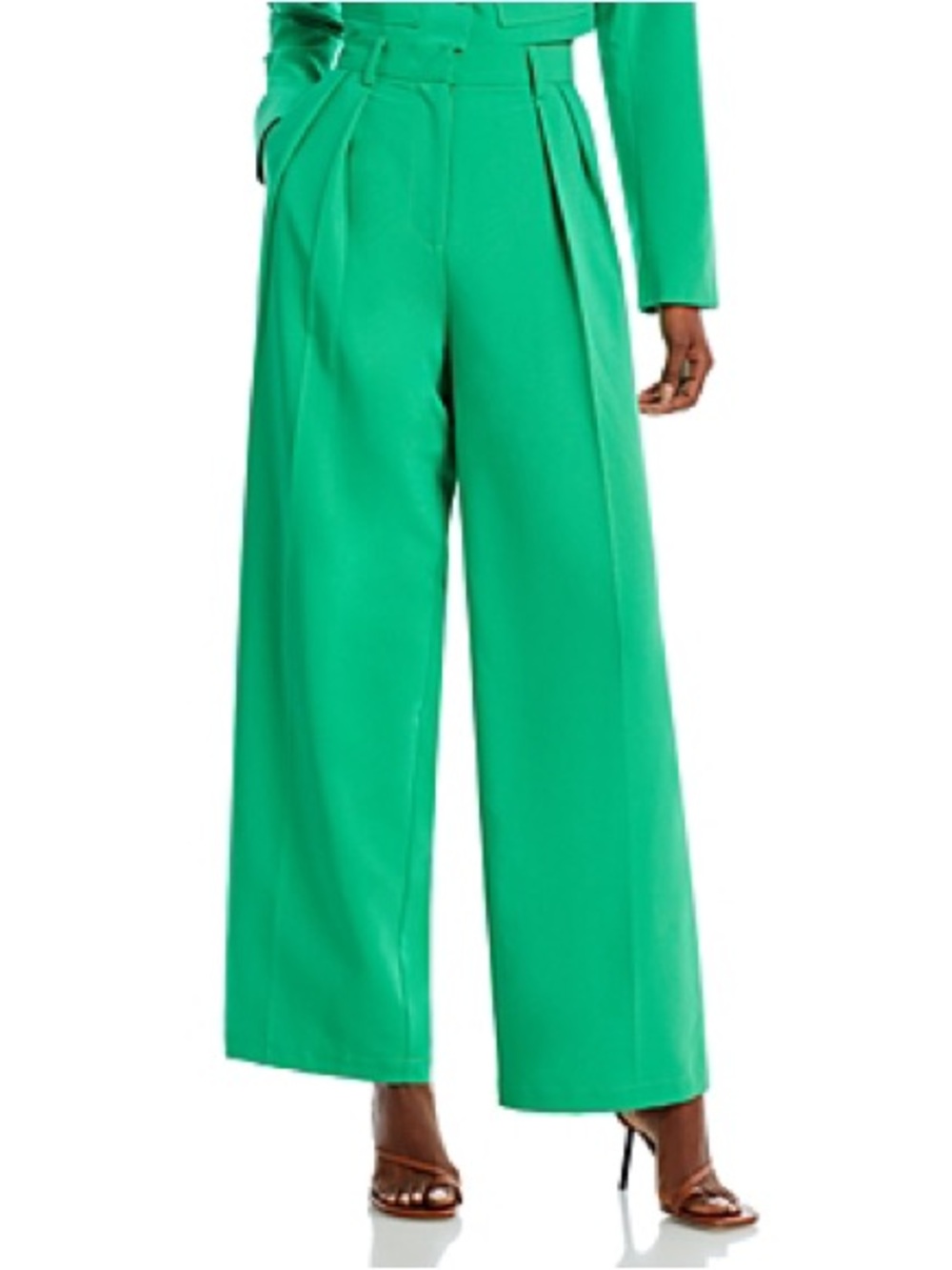 Aqua Wide-Leg High-Waist Pants in Bright Green
